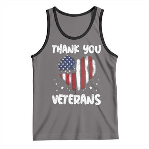 Thank You Veterans Tank Top Patriotic Veterans Day Grunge USA Flag Heart TS10 Deep Heather Black Print Your Wear