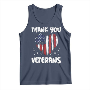 Thank You Veterans Tank Top Patriotic Veterans Day Grunge USA Flag Heart TS10 Navy Print Your Wear