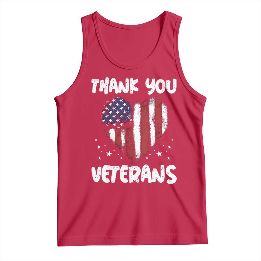 Thank You Veterans Tank Top Patriotic Veterans Day Grunge USA Flag Heart TS10 Red Print Your Wear
