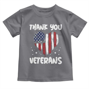 Thank You Veterans Toddler T Shirt Patriotic Veterans Day Grunge USA Flag Heart TS10 Charcoal Print Your Wear