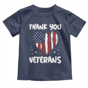 Thank You Veterans Toddler T Shirt Patriotic Veterans Day Grunge USA Flag Heart TS10 Navy Print Your Wear