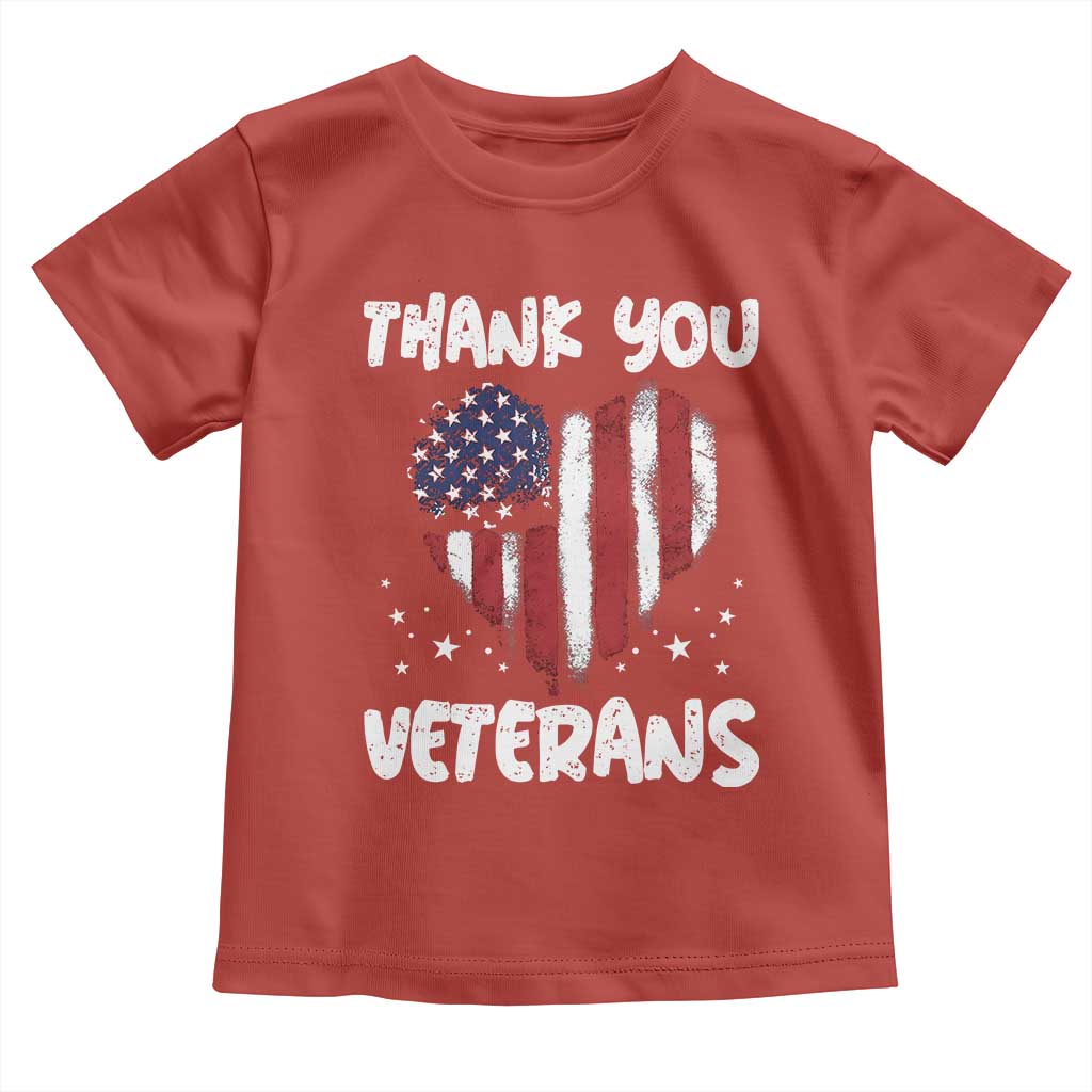 Thank You Veterans Toddler T Shirt Patriotic Veterans Day Grunge USA Flag Heart TS10 Red Print Your Wear