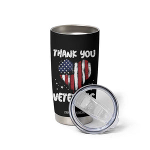 Thank You Veterans Tumbler Cup Patriotic Veterans Day Grunge USA Flag Heart TS10 Print Your Wear