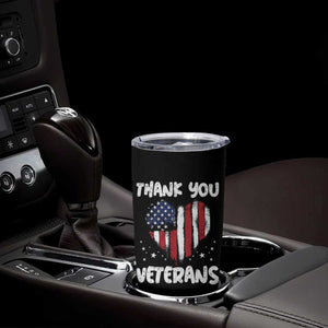 Thank You Veterans Tumbler Cup Patriotic Veterans Day Grunge USA Flag Heart TS10 Print Your Wear