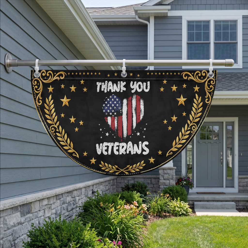 Thank You Veterans Patriotic Fan Flag Veterans Day Grunge USA Flag Heart