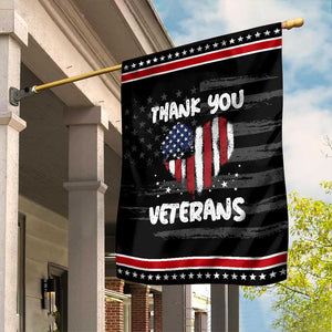 Thank You Veterans Garden Flag Patriotic Veterans Day Grunge USA Flag Heart TS10 Distressed Black Red Print Your Wear