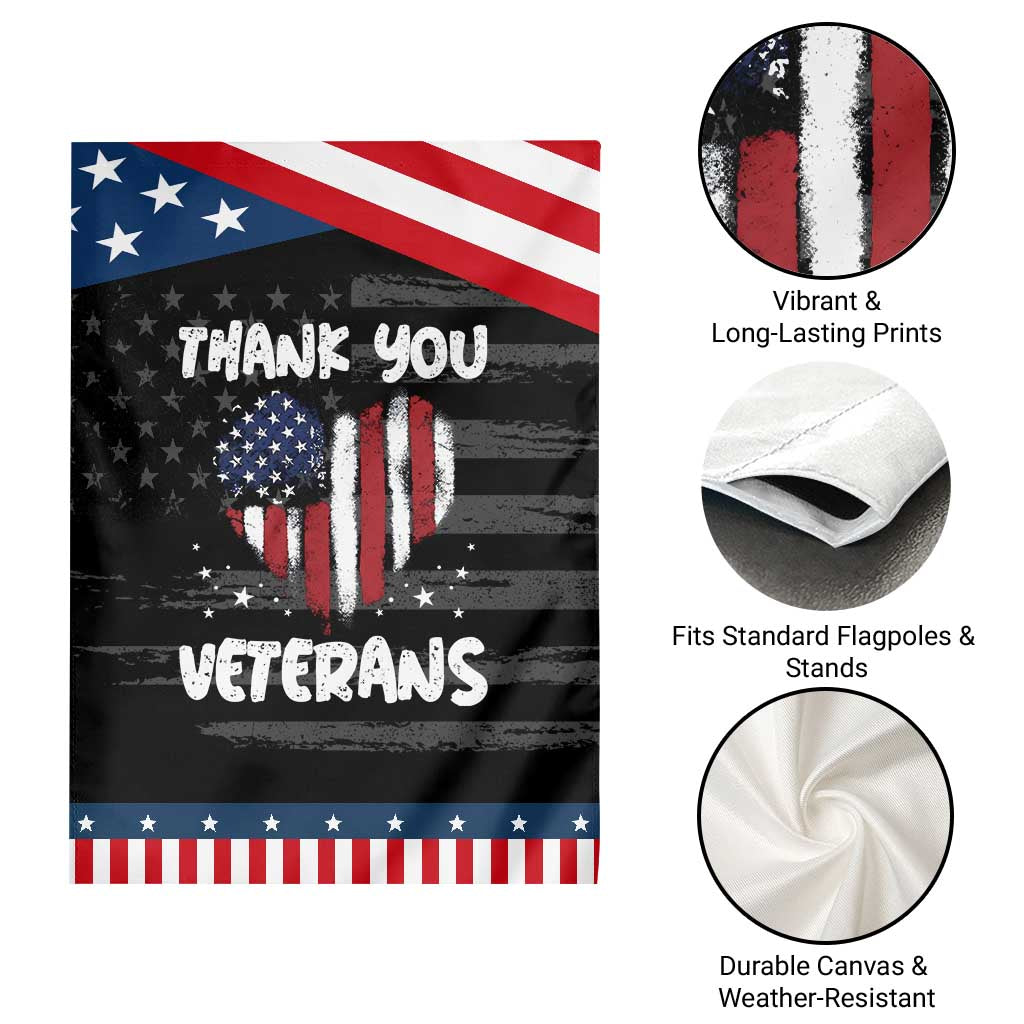 Thank You Veterans Garden Flag Patriotic Veterans Day Grunge USA Flag Heart TS10 Print Your Wear