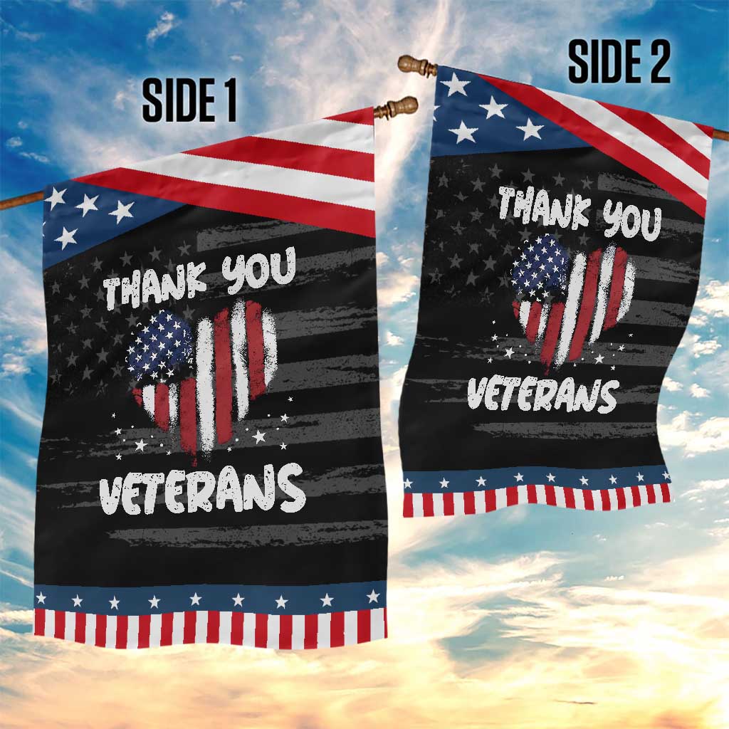 Thank You Veterans Garden Flag Patriotic Veterans Day Grunge USA Flag Heart TS10 Print Your Wear