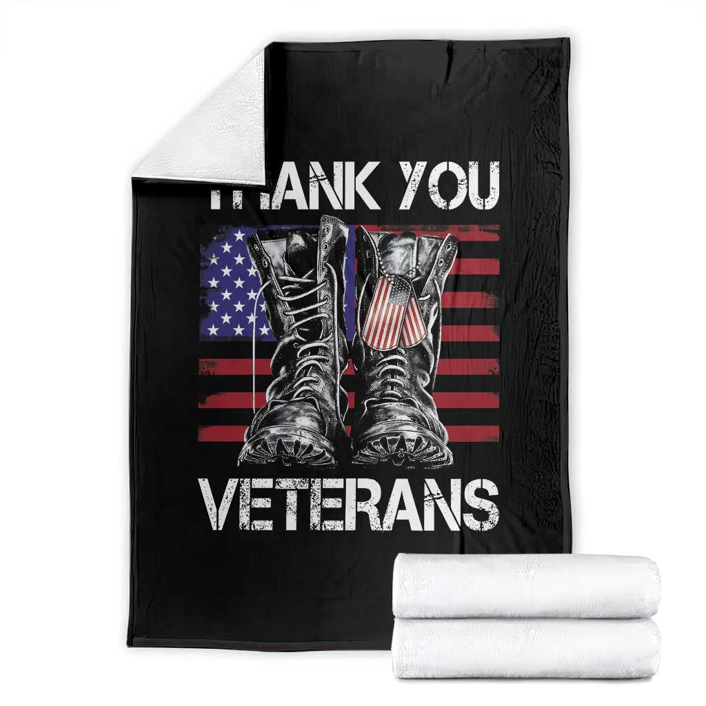 Thank You Veterans Throw Blanket American Flag Military Supportive Veterans Day TS10 Black Print Your Wear
