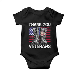 Thank You Veterans Baby Onesie American Flag Military Supportive Veterans Day TS10 Black Print Your Wear