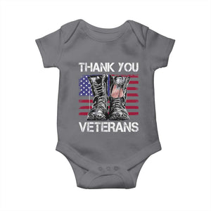Thank You Veterans Baby Onesie American Flag Military Supportive Veterans Day TS10 Charcoal Print Your Wear