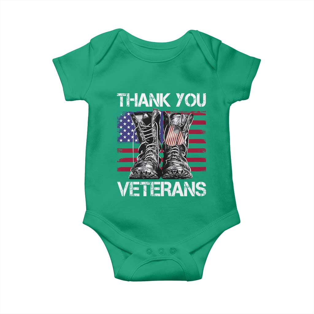 Thank You Veterans Baby Onesie American Flag Military Supportive Veterans Day TS10 Irish Green Print Your Wear