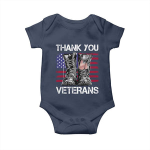 Thank You Veterans Baby Onesie American Flag Military Supportive Veterans Day TS10 Navy Print Your Wear