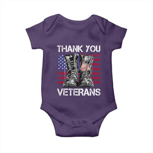 Thank You Veterans Baby Onesie American Flag Military Supportive Veterans Day TS10 Purple Print Your Wear