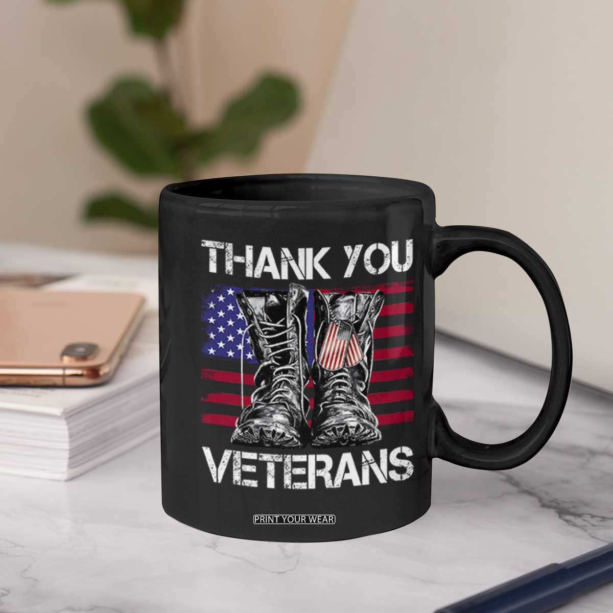 Thank You Veterans Coffee Mug American Flag Military Supportive Veterans Day TS10 Print Your Wear