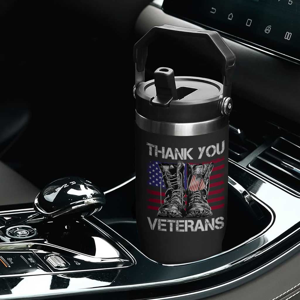 Thank You Veterans Flip Straw Tumbler American Flag Military Supportive Veterans Day TS10 Print Your Wear