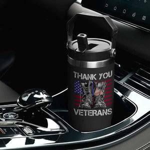 Thank You Veterans Flip Straw Tumbler American Flag Military Supportive Veterans Day TS10 Print Your Wear