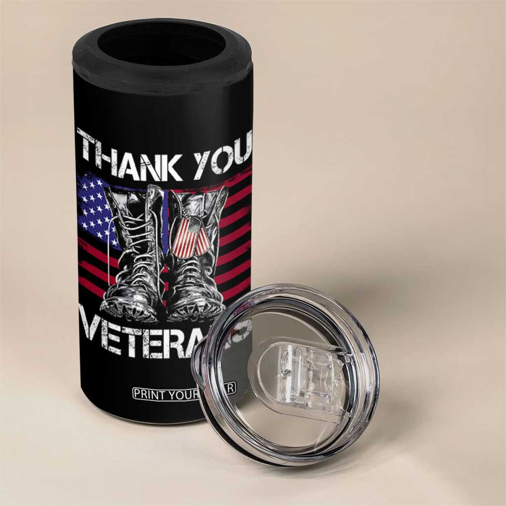Thank You Veterans 4 in 1 Can Cooler Tumbler American Flag Military Supportive Veterans Day TS10 Print Your Wear