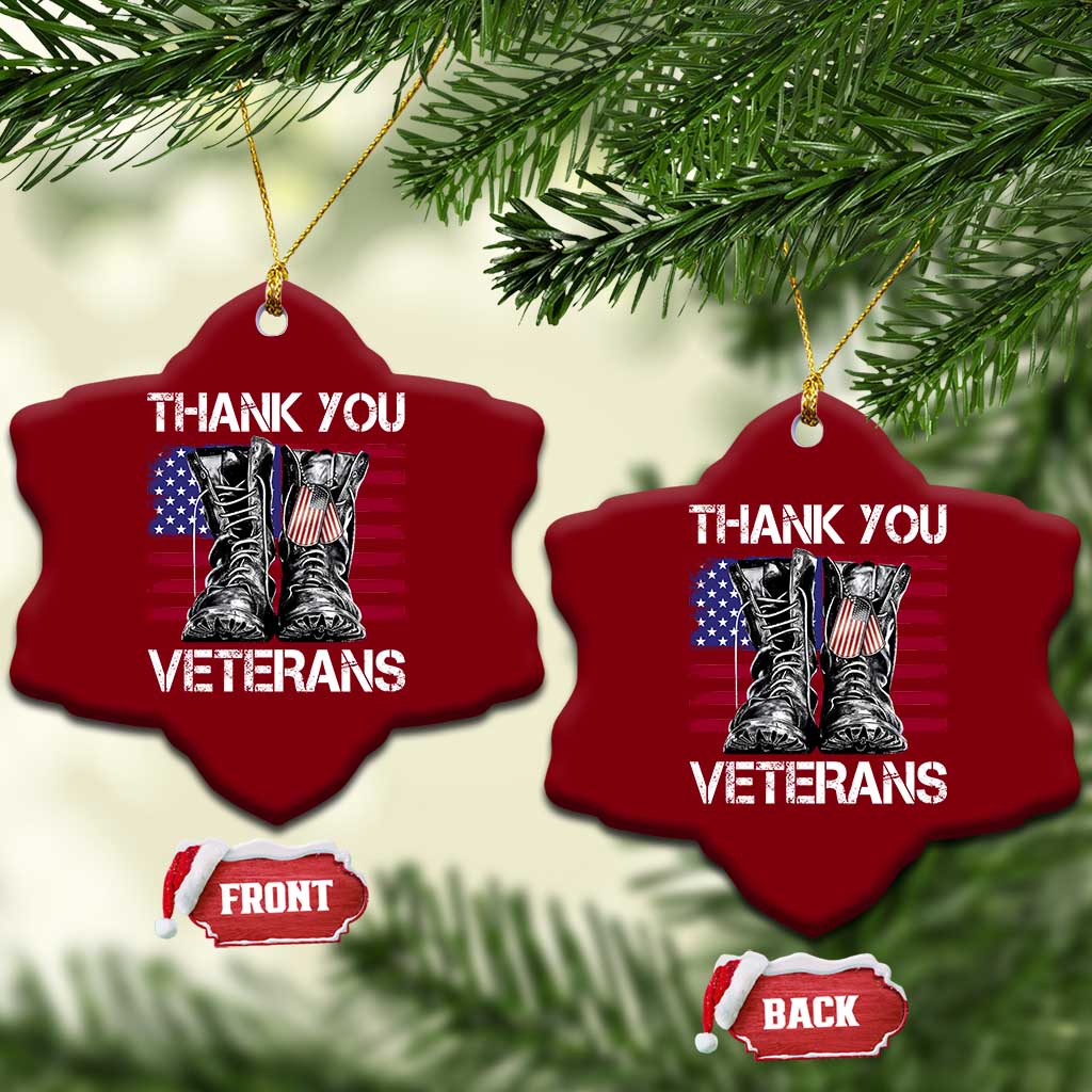 Thank You Veterans Ceramic Ornament American Flag Military Supportive Veterans Day TS10 Print Your Wear
