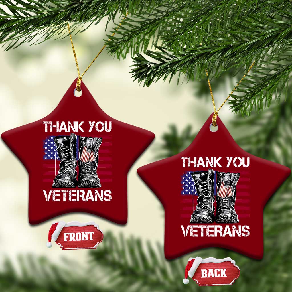Thank You Veterans Ceramic Ornament American Flag Military Supportive Veterans Day TS10 Print Your Wear