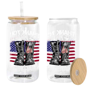 Thank You Veterans Glass Can American Flag Military Supportive Veterans Day TS10 Print Your Wear