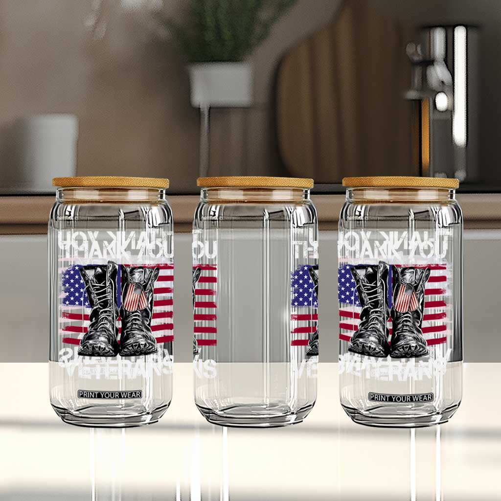 Thank You Veterans Glass Can American Flag Military Supportive Veterans Day TS10 Print Your Wear