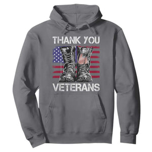 Thank You Veterans Hoodie American Flag Military Supportive Veterans Day TS10 Charcoal Print Your Wear