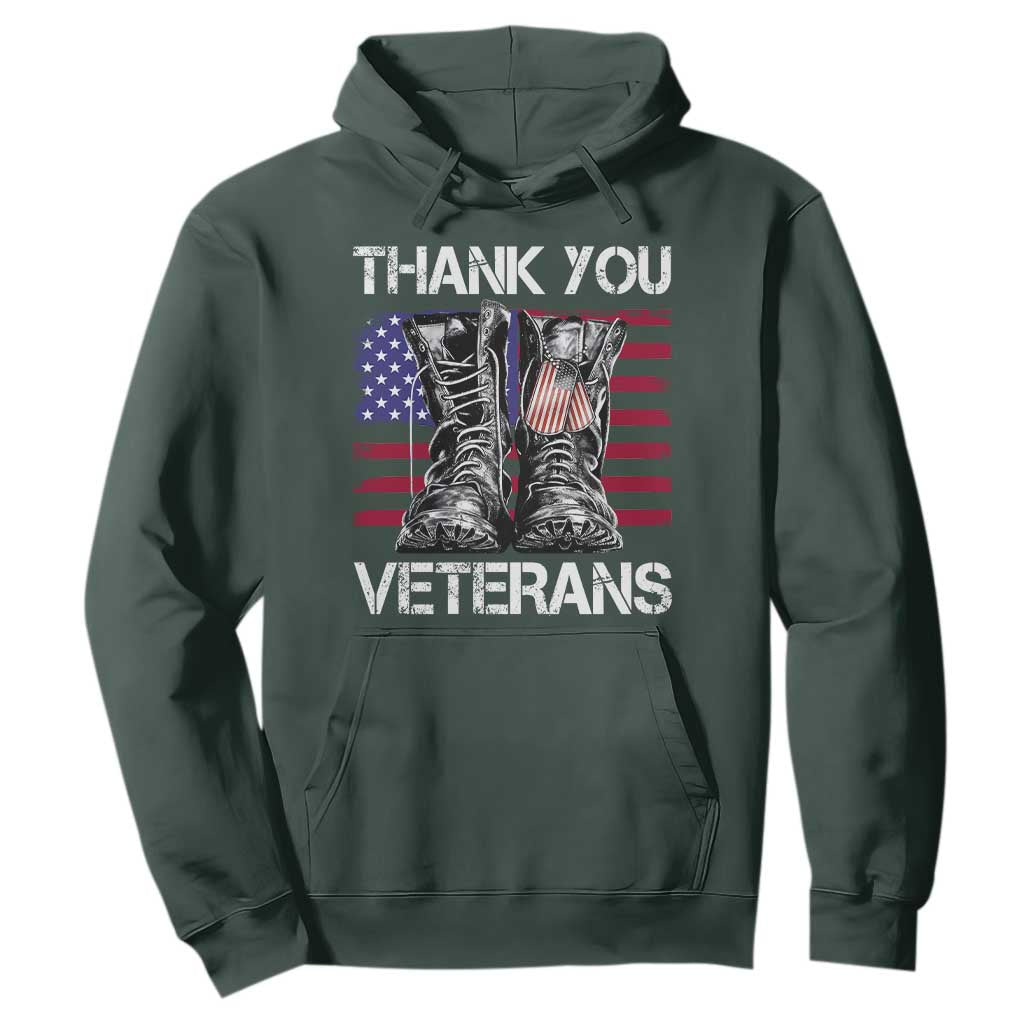 Thank You Veterans Hoodie American Flag Military Supportive Veterans Day TS10 Dark Forest Green Print Your Wear