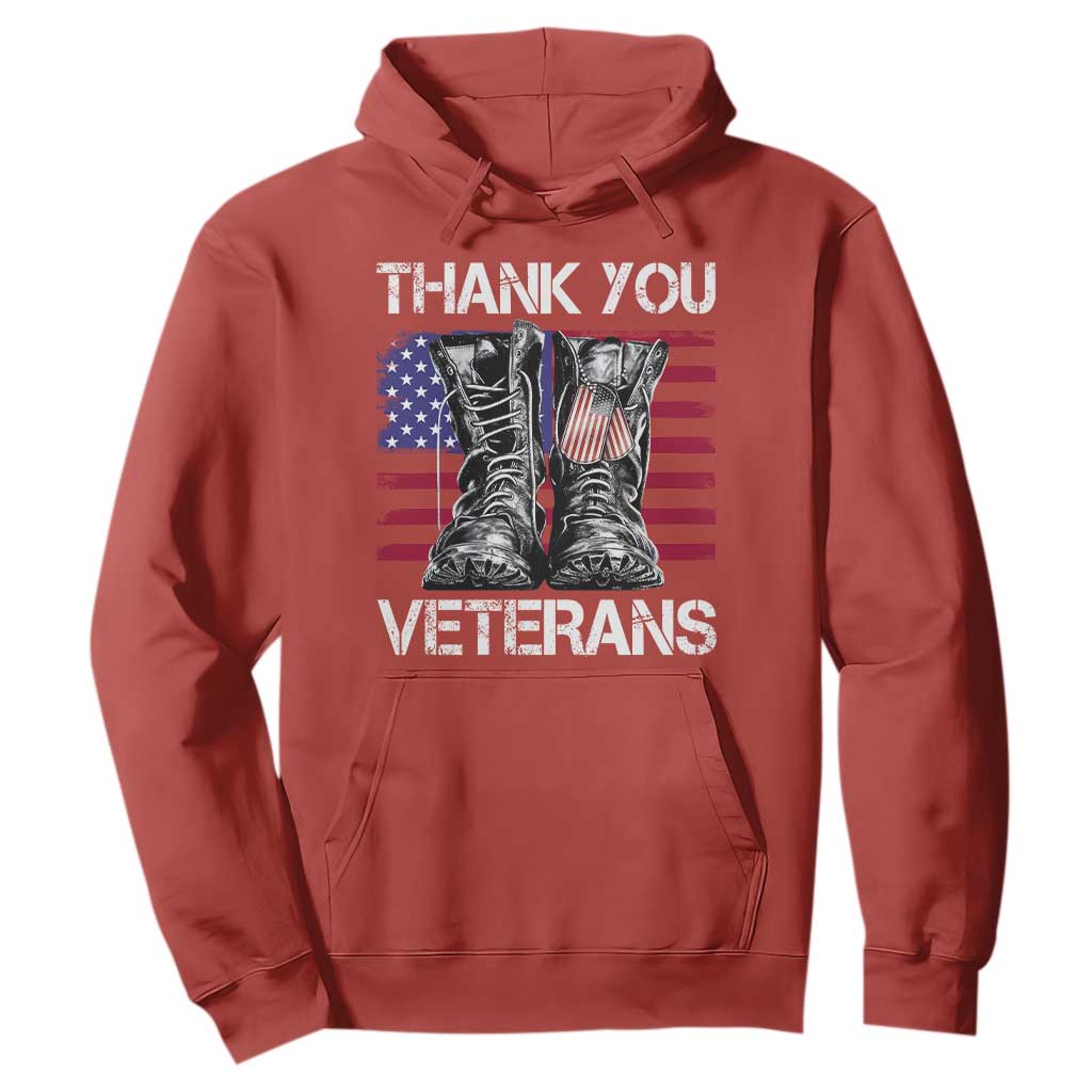 Thank You Veterans Hoodie American Flag Military Supportive Veterans Day TS10 Red Print Your Wear