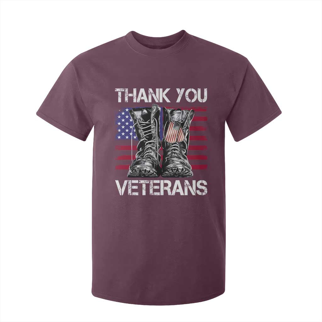 Thank You Veterans T Shirt For Kid American Flag Military Supportive Veterans Day TS10 Maroon Print Your Wear