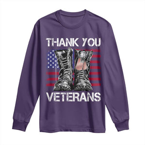 Thank You Veterans Long Sleeve Shirt American Flag Military Supportive Veterans Day TS10 Purple Print Your Wear