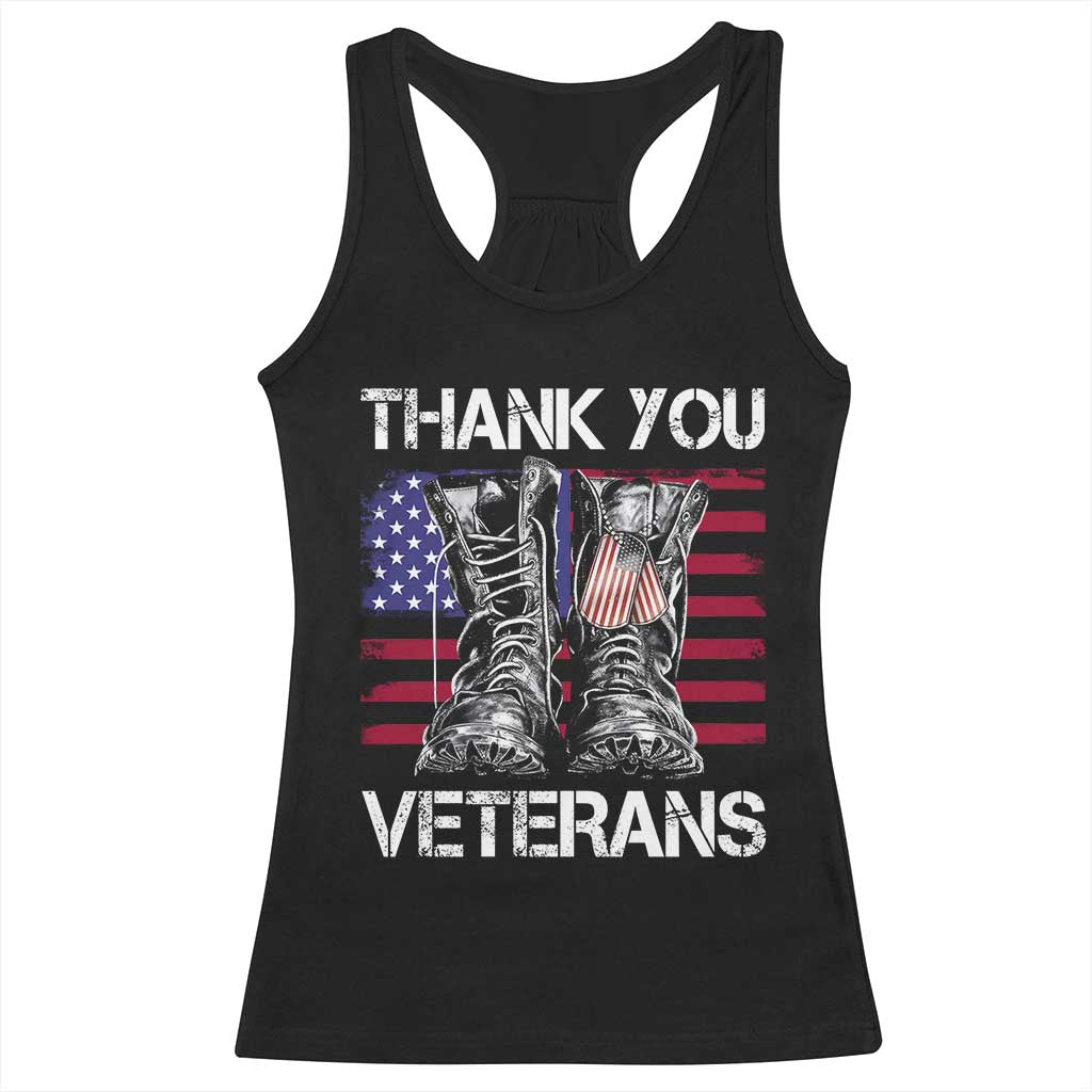 Thank You Veterans Racerback Tank Top American Flag Military Supportive Veterans Day TS10 Black Print Your Wear