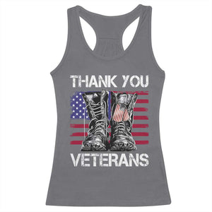 Thank You Veterans Racerback Tank Top American Flag Military Supportive Veterans Day TS10 Charcoal Print Your Wear