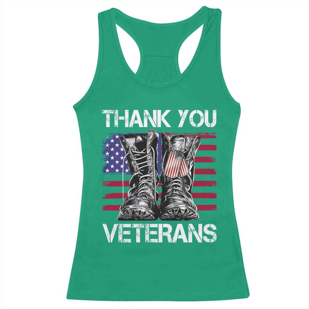 Thank You Veterans Racerback Tank Top American Flag Military Supportive Veterans Day TS10 Irish Green Print Your Wear