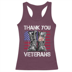 Thank You Veterans Racerback Tank Top American Flag Military Supportive Veterans Day TS10 Maroon Print Your Wear