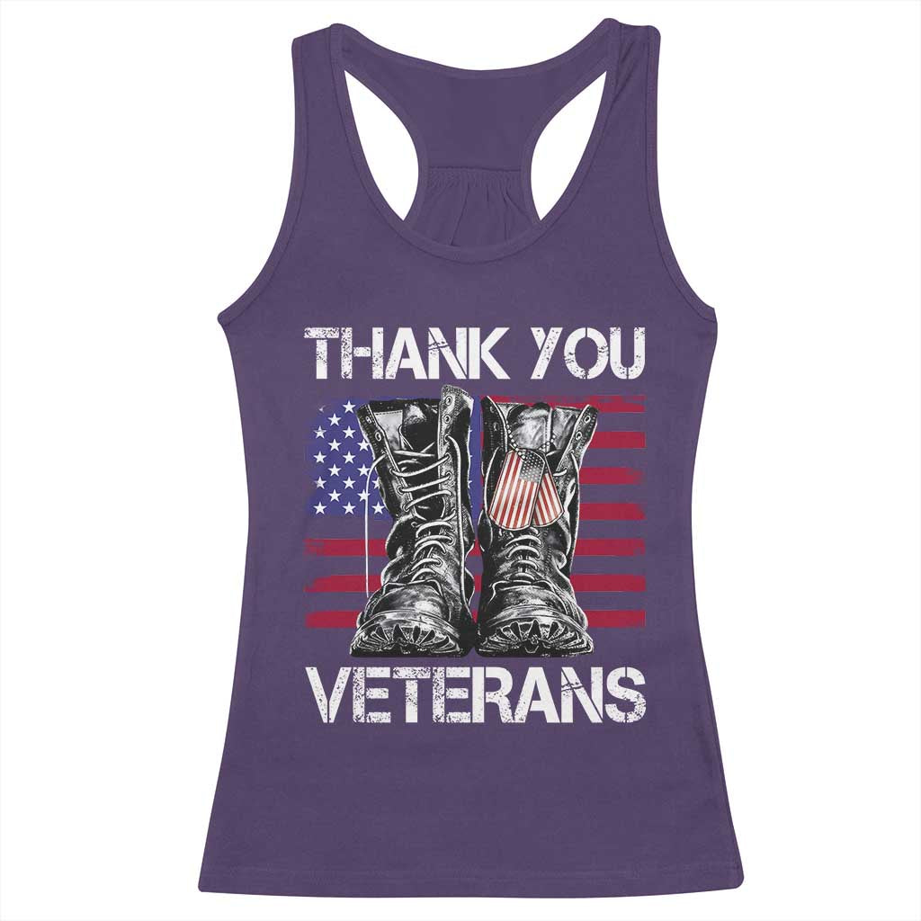 Thank You Veterans Racerback Tank Top American Flag Military Supportive Veterans Day TS10 Purple Print Your Wear