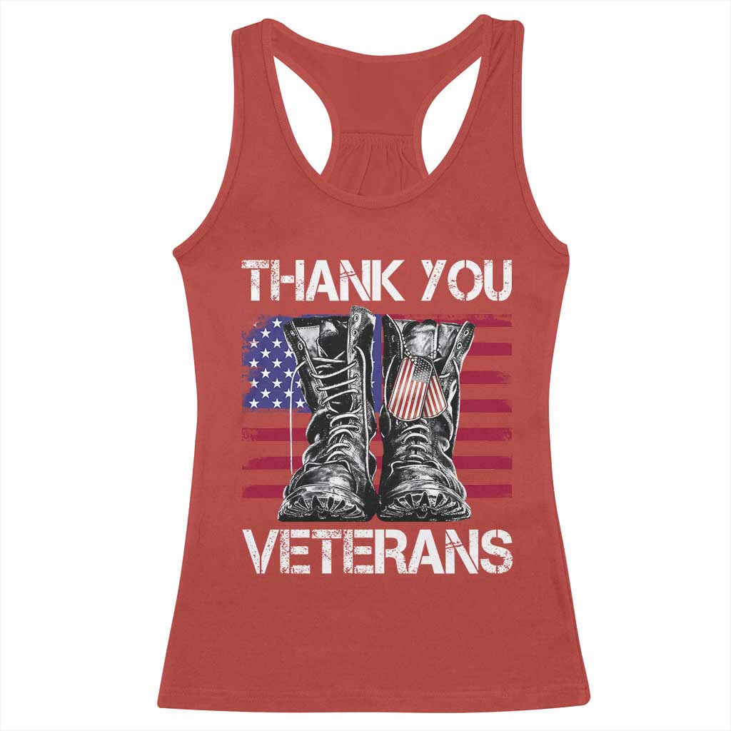 Thank You Veterans Racerback Tank Top American Flag Military Supportive Veterans Day TS10 Red Print Your Wear