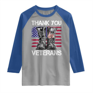 Thank You Veterans Raglan Shirt American Flag Military Supportive Veterans Day TS10 Sport Gray Royal Print Your Wear