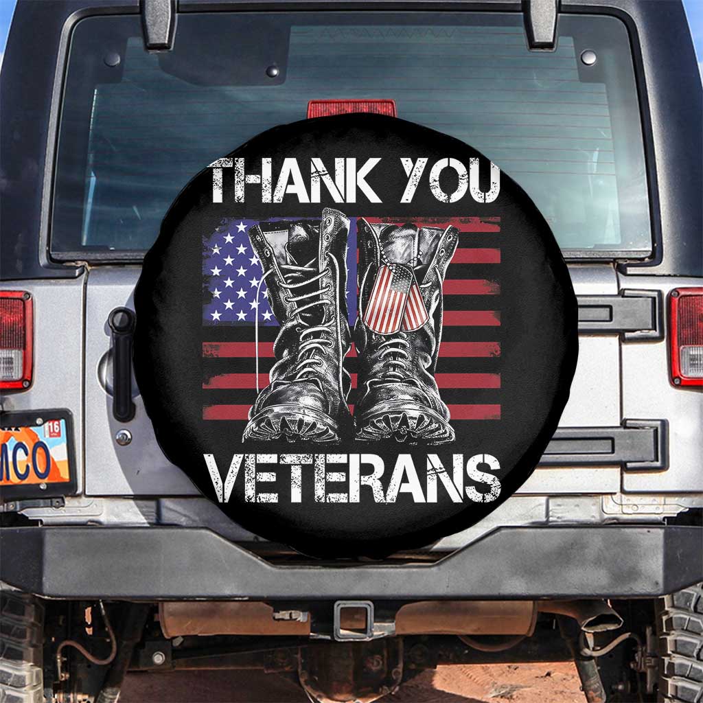 Thank You Veterans Spare Tire Cover American Flag Military Supportive Veterans Day TS10 No hole Black Print Your Wear