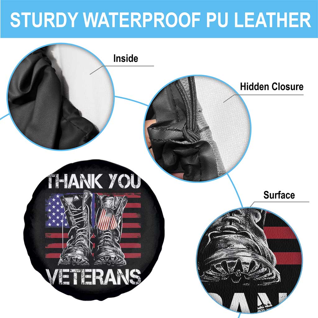 Thank You Veterans Spare Tire Cover American Flag Military Supportive Veterans Day TS10 Print Your Wear