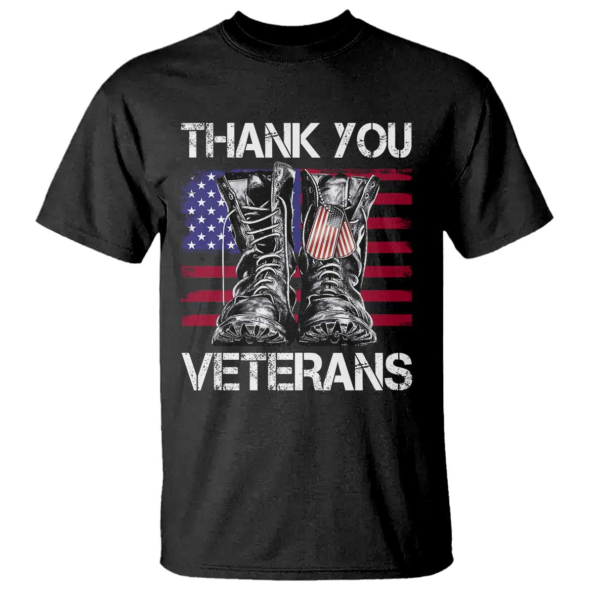 Thank You Veterans T Shirt American Flag Military Supportive Veterans Day TS10 Black Print Your Wear