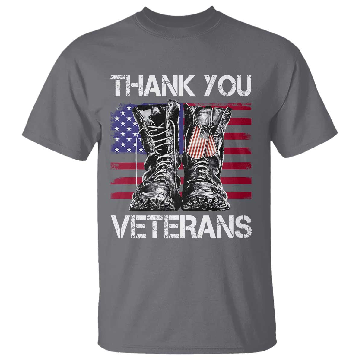 Thank You Veterans T Shirt American Flag Military Supportive Veterans Day TS10 Charcoal Print Your Wear