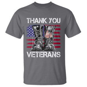 Thank You Veterans T Shirt American Flag Military Supportive Veterans Day TS10 Charcoal Print Your Wear