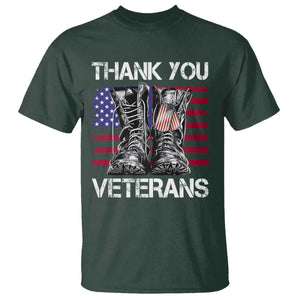 Thank You Veterans T Shirt American Flag Military Supportive Veterans Day TS10 Dark Forest Green Print Your Wear