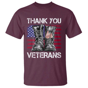 Thank You Veterans T Shirt American Flag Military Supportive Veterans Day TS10 Maroon Print Your Wear