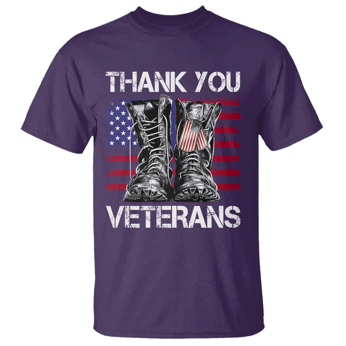 Thank You Veterans T Shirt American Flag Military Supportive Veterans Day TS10 Purple Print Your Wear