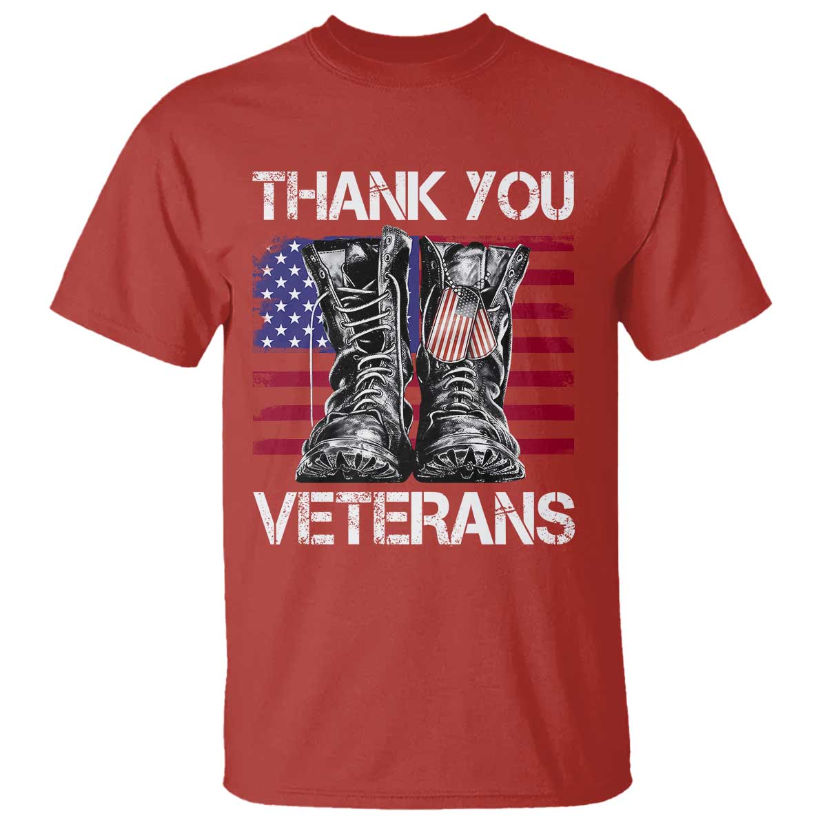 Thank You Veterans T Shirt American Flag Military Supportive Veterans Day TS10 Red Print Your Wear