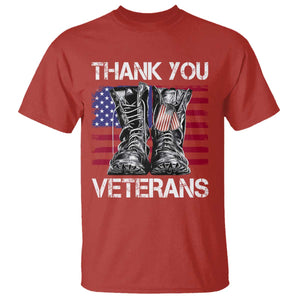 Thank You Veterans T Shirt American Flag Military Supportive Veterans Day TS10 Red Print Your Wear