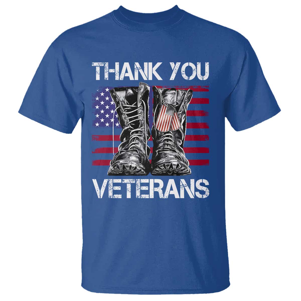 Thank You Veterans T Shirt American Flag Military Supportive Veterans Day TS10 Royal Blue Print Your Wear