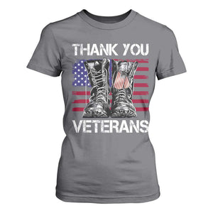 Thank You Veterans T Shirt For Women American Flag Military Supportive Veterans Day TS10 Charcoal Print Your Wear